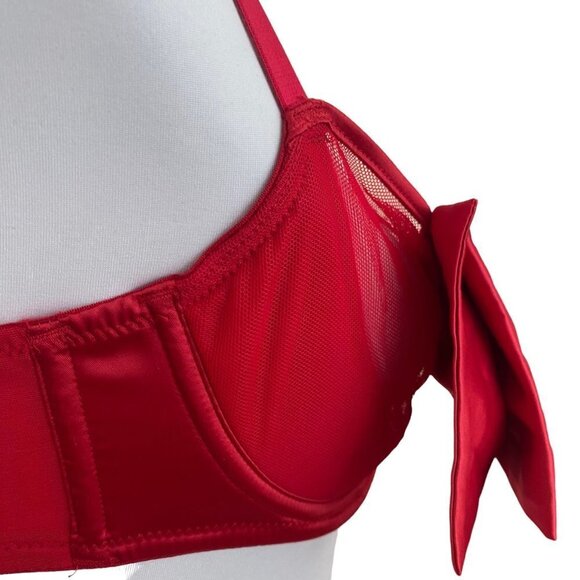 Victoria's Secret Dream Angels Red Satin Bow Bling Sling Push Up Bra - Picture 4 of 12